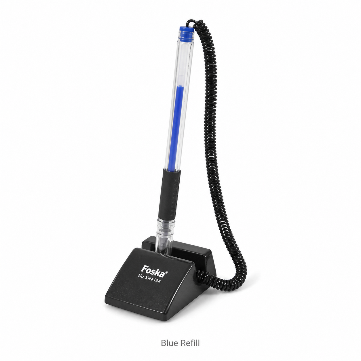 Desk Counter Gel Ink Pen with Security Chain — Blue Refill