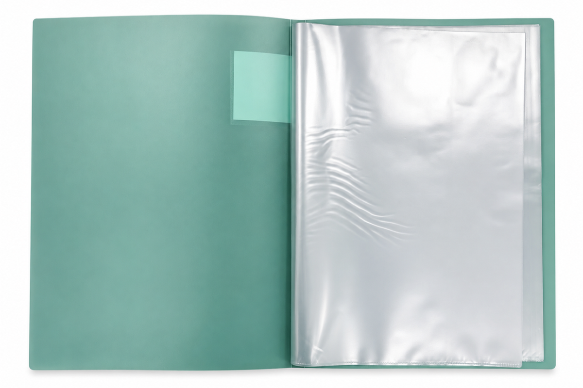 Foska A3 clear display book, mint green, open