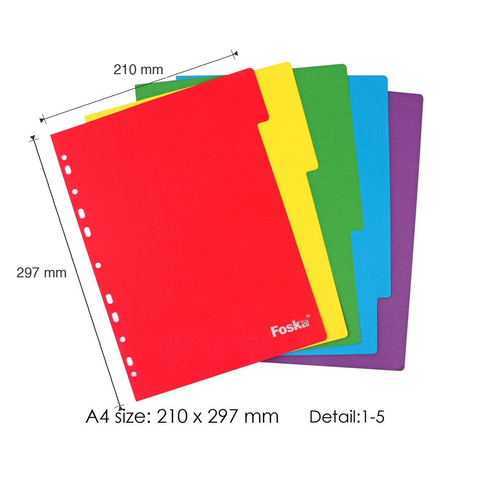 A4 Paper Index Dividers 180gsm – Assorted Colours dimensions