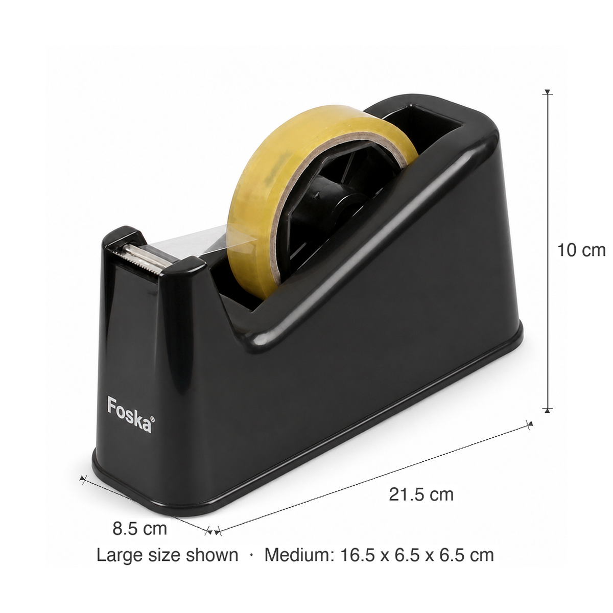 Office Desktop Tape Dispenser – Black dimensions