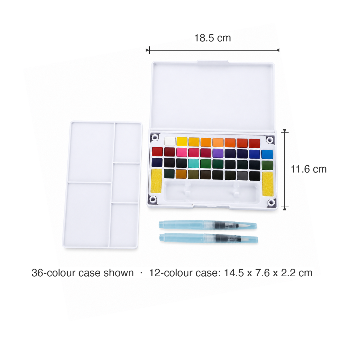 Solid Watercolor Paint Set with Fountain Pen and Sponge dimensions