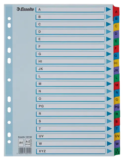 Esselte Mylar Multicolour A4 Index A-Z Tab