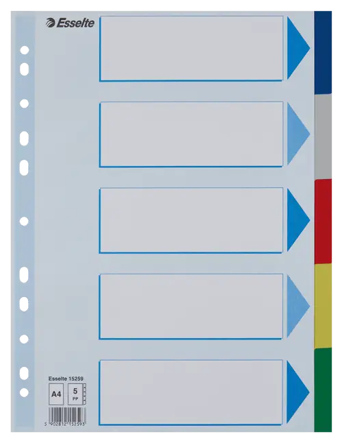 Esselte Divider A4 PP 5 Tabs