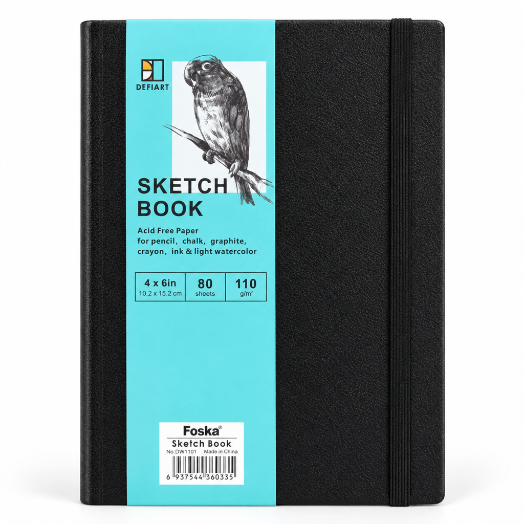 Foska hardcover artist sketchbook 4 x 6 in, 80 sheets, acid-free 110 gsm (DW1101)