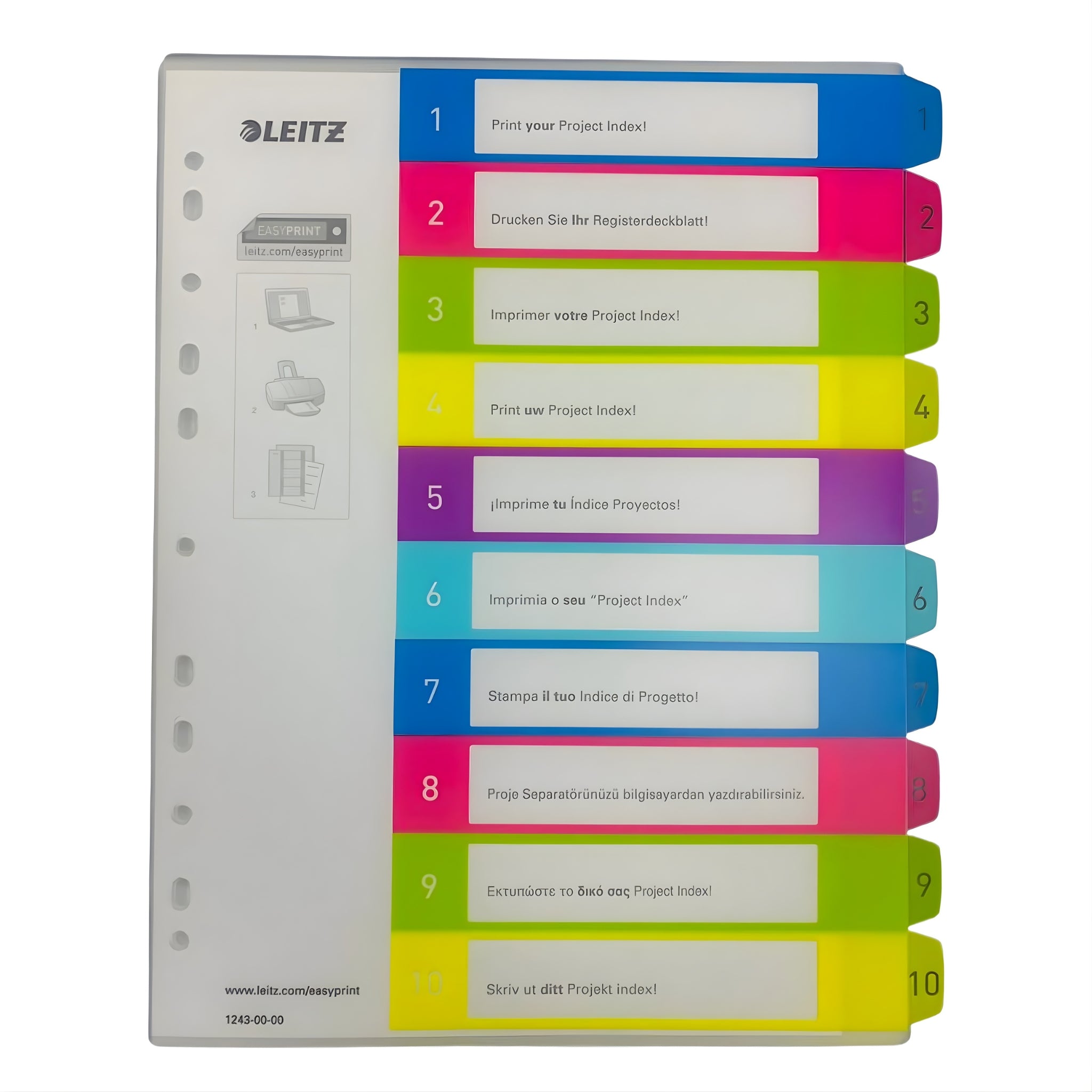 Leitz WOW PP Printed Index, 1–12 Tabs