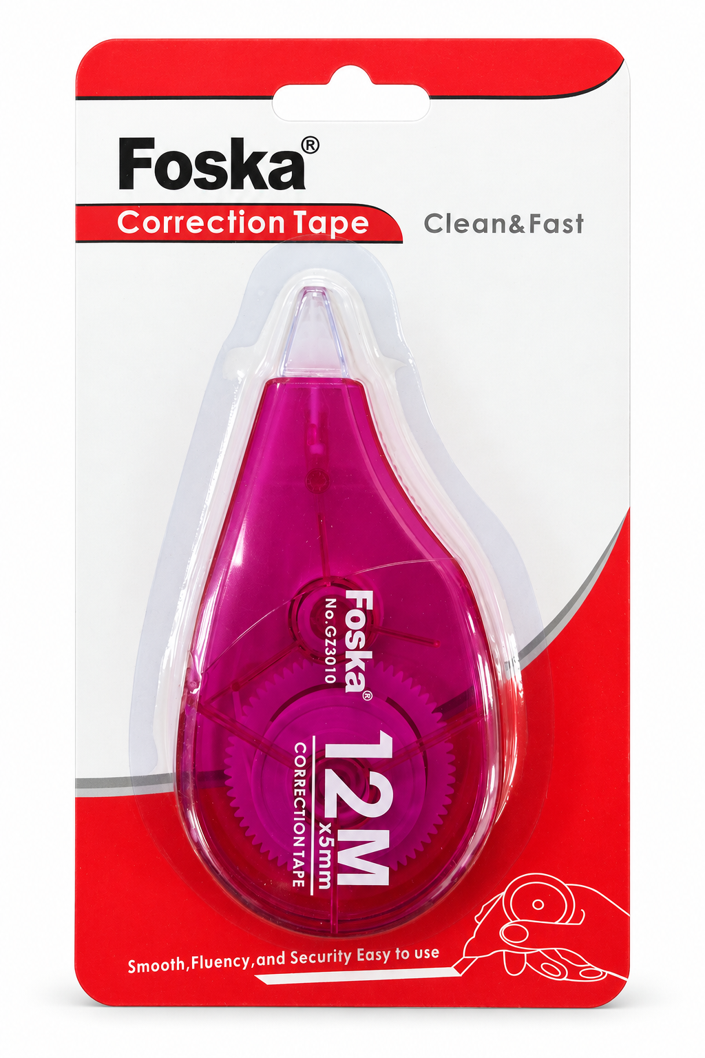 Foska correction tape 5 mm x 12 m, pink, on blister card