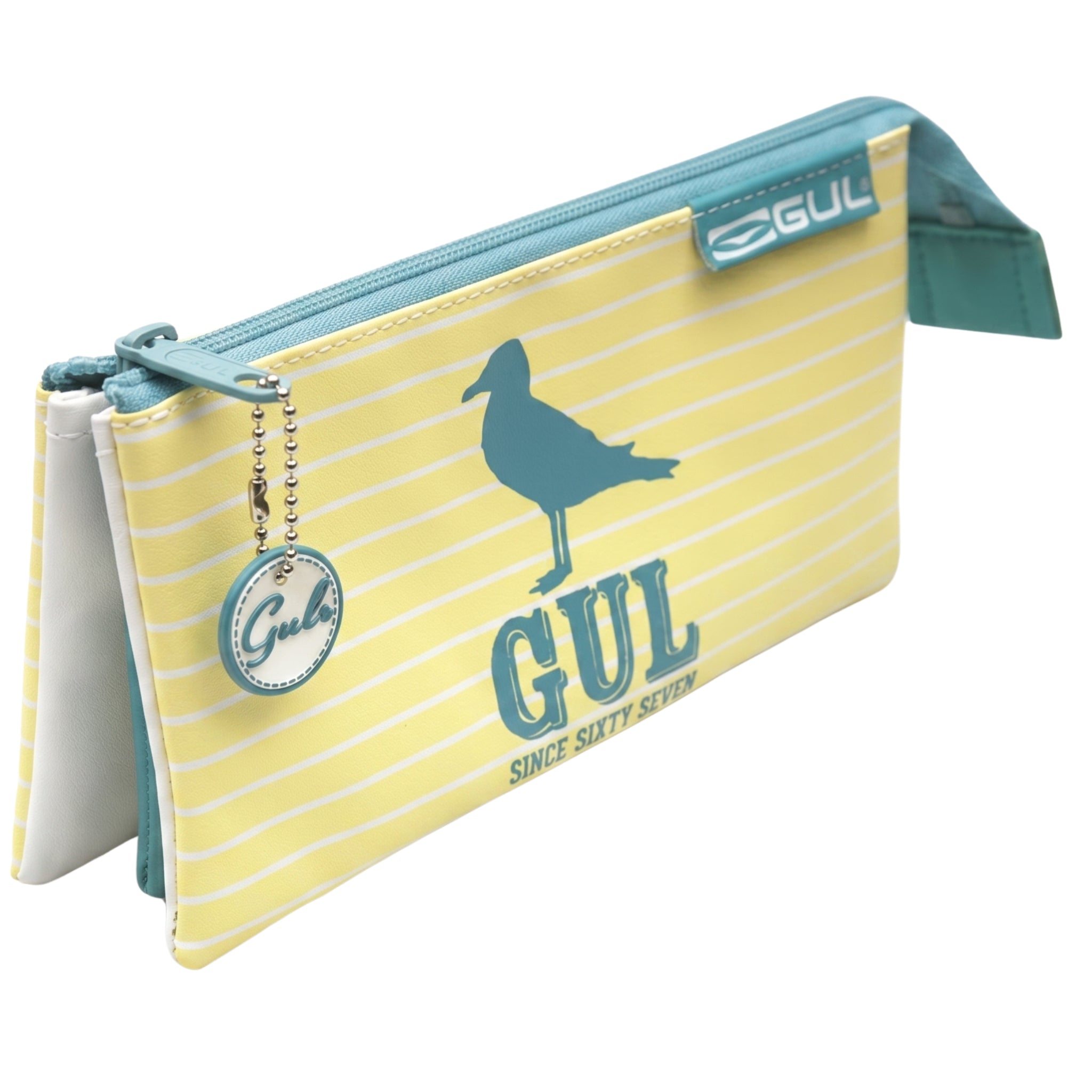 Helix Gul 3 Pocket Yellow Stripe Pencil Case