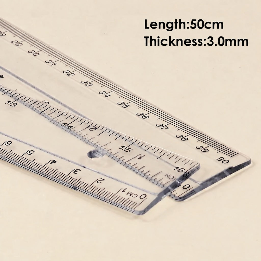 Foska clear plastic ruler 50 cm, 3.0 mm thick