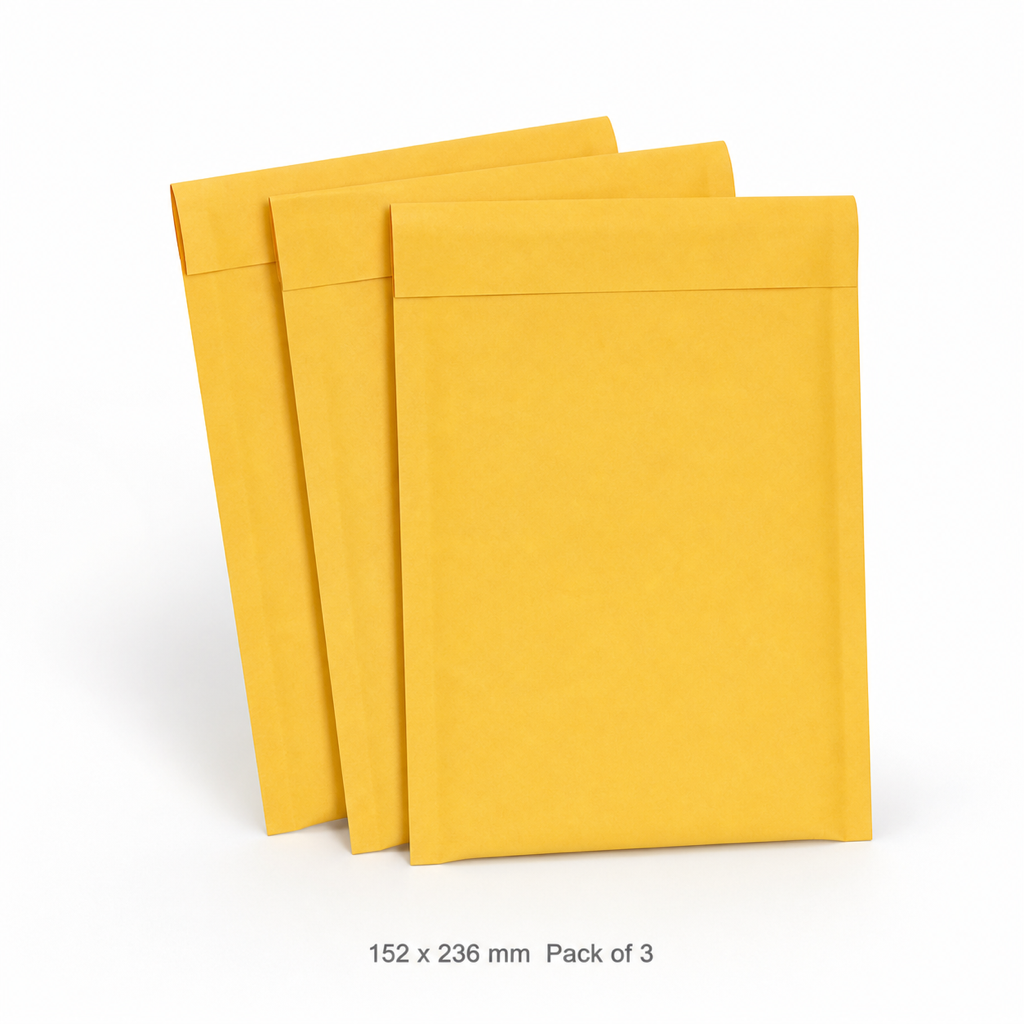 Yellow Kraft Bubble Padded Mailer Envelopes — 152 x 236 mm Pack of 3