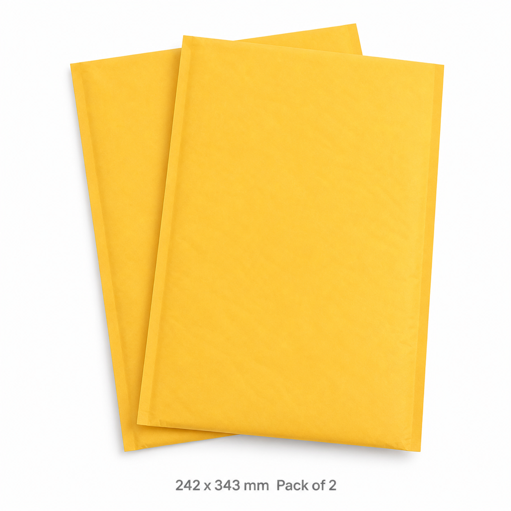 Yellow Kraft Bubble Padded Mailer Envelopes — 242 x 343 mm Pack of 2