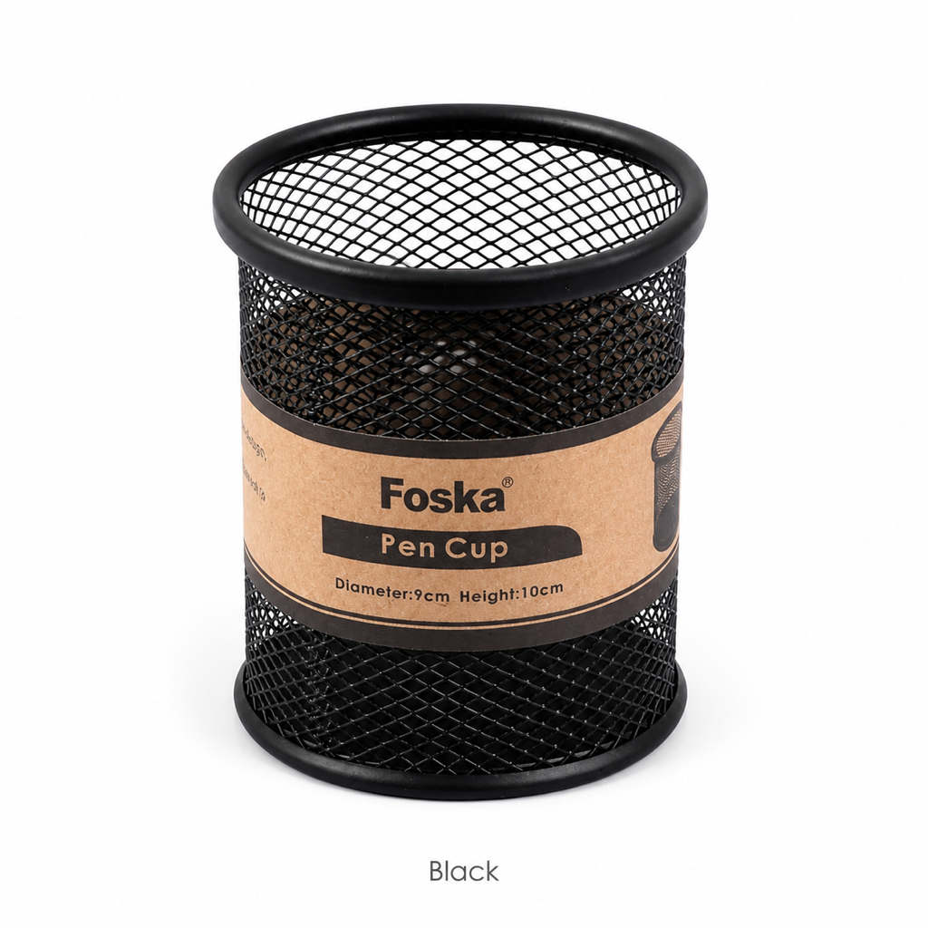 Mesh Metal Pen Holder Cup – Compact — Black