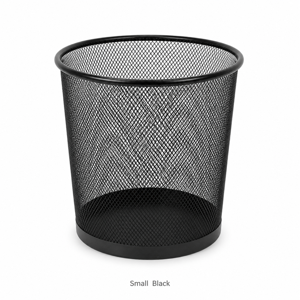 Metal Mesh Wastebasket — Small Black