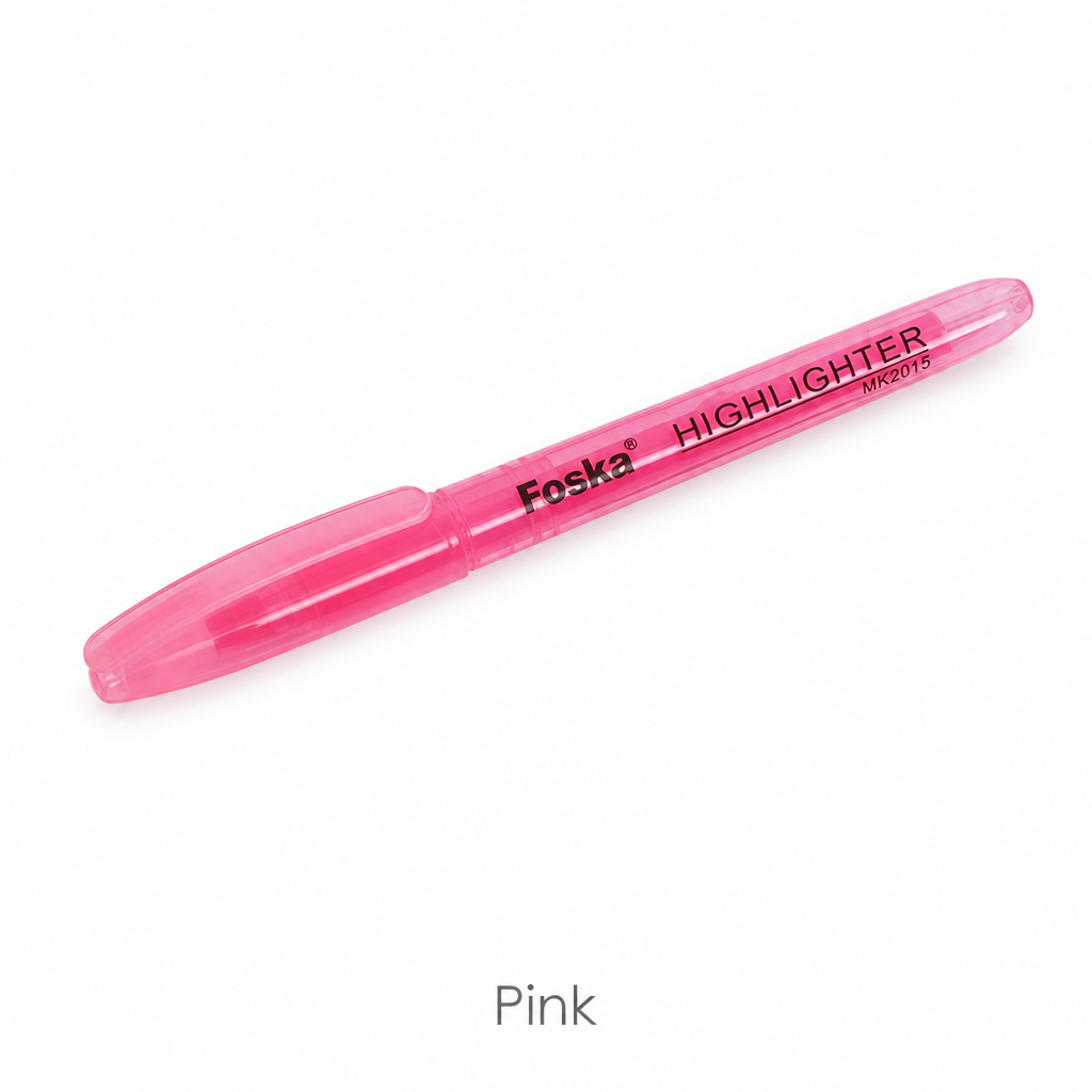 Transparent Barrel Highlighter Marker — Pink