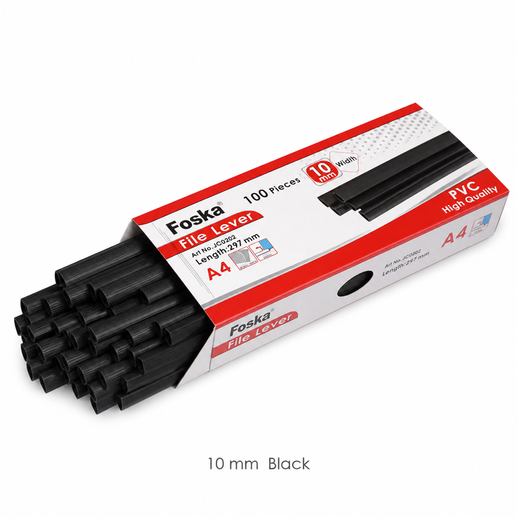 A4 Flat Back PVC Slide Binders – Box of 100 — 10 mm Black