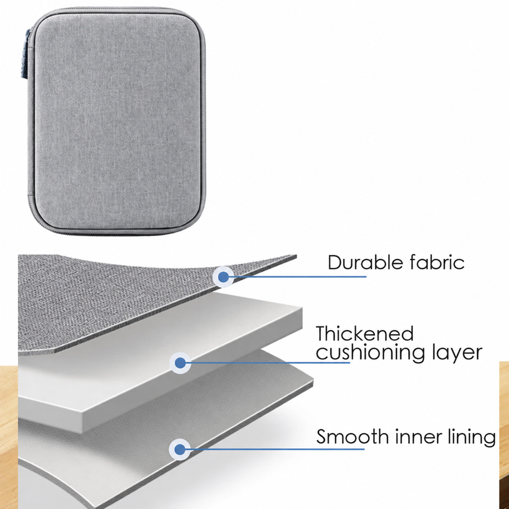 Foska electronics organizer – durable fabric, cushioning layer, smooth lining