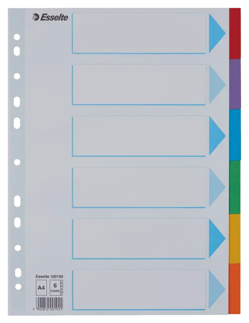 Esselte Divider Card A4 6 Tabs