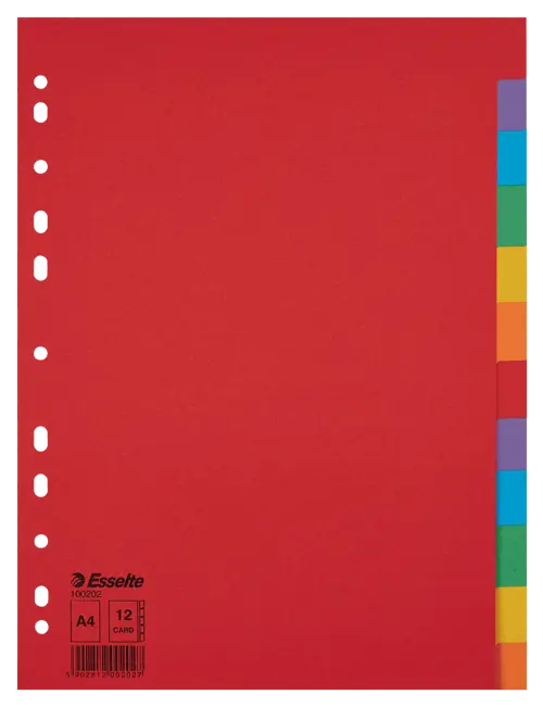 Esselte Divider Card Eco A4 12 Tabs