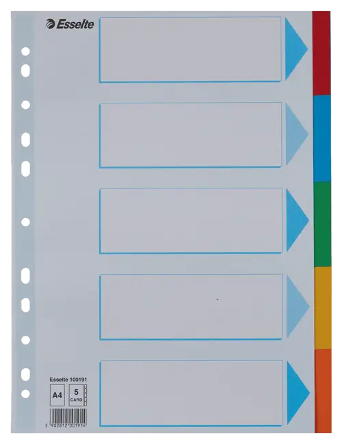 Esselte Divider Card A4 5 Tabs