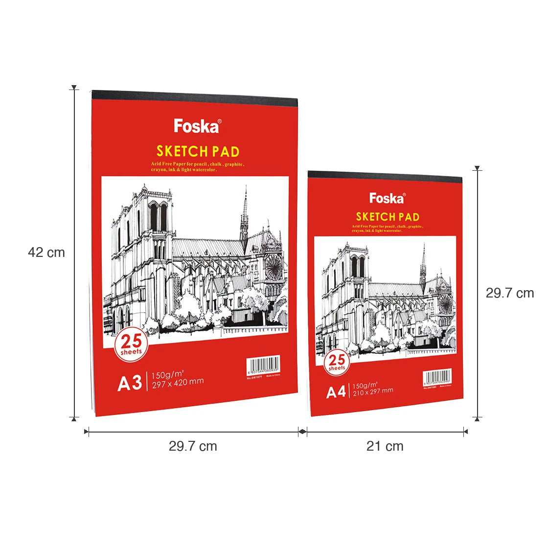 Hardcover Sketch Pad 150gsm 25 Sheets dimensions