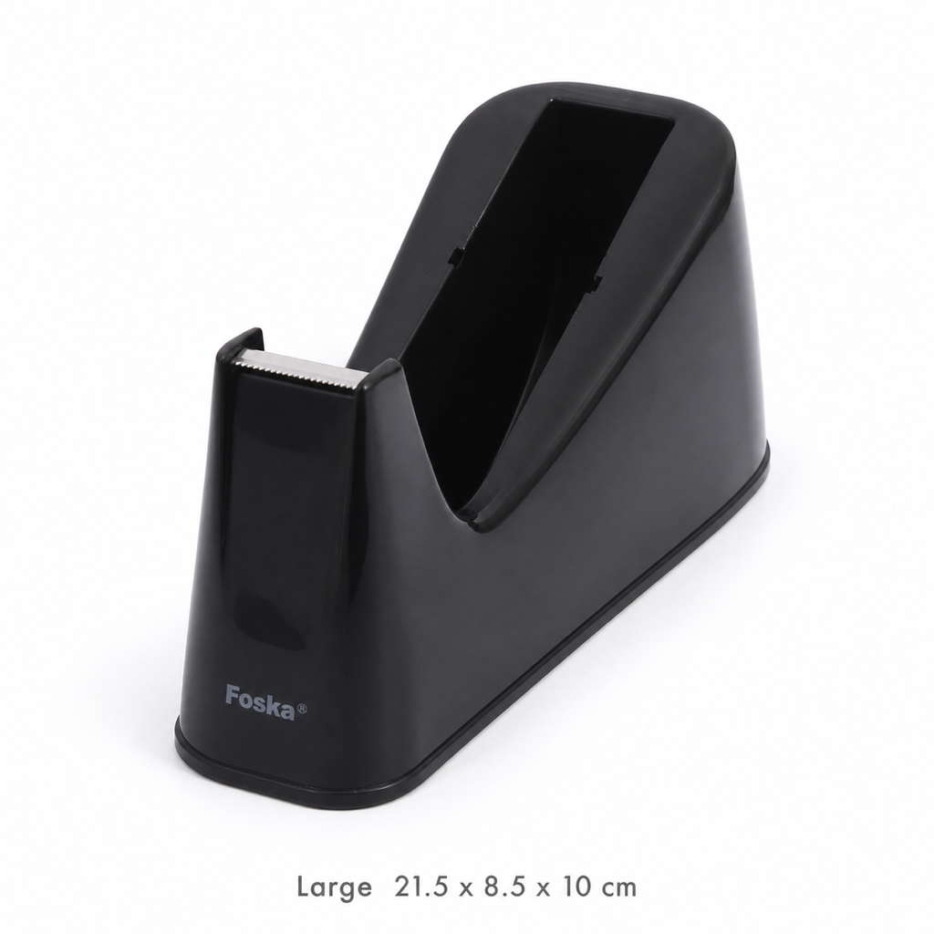 Office Desktop Tape Dispenser – Black — Large (21.5 × 8.5 × 10 cm)