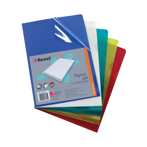 Rexel Cut Flush Folder CKF A4 – Assorted Colours – Pack of 25
