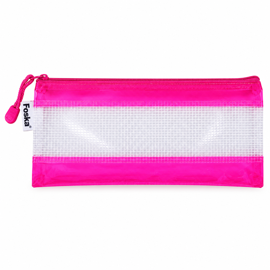 Foska PVC zipper bag with handle, bill size 23 x 11.5 cm – red