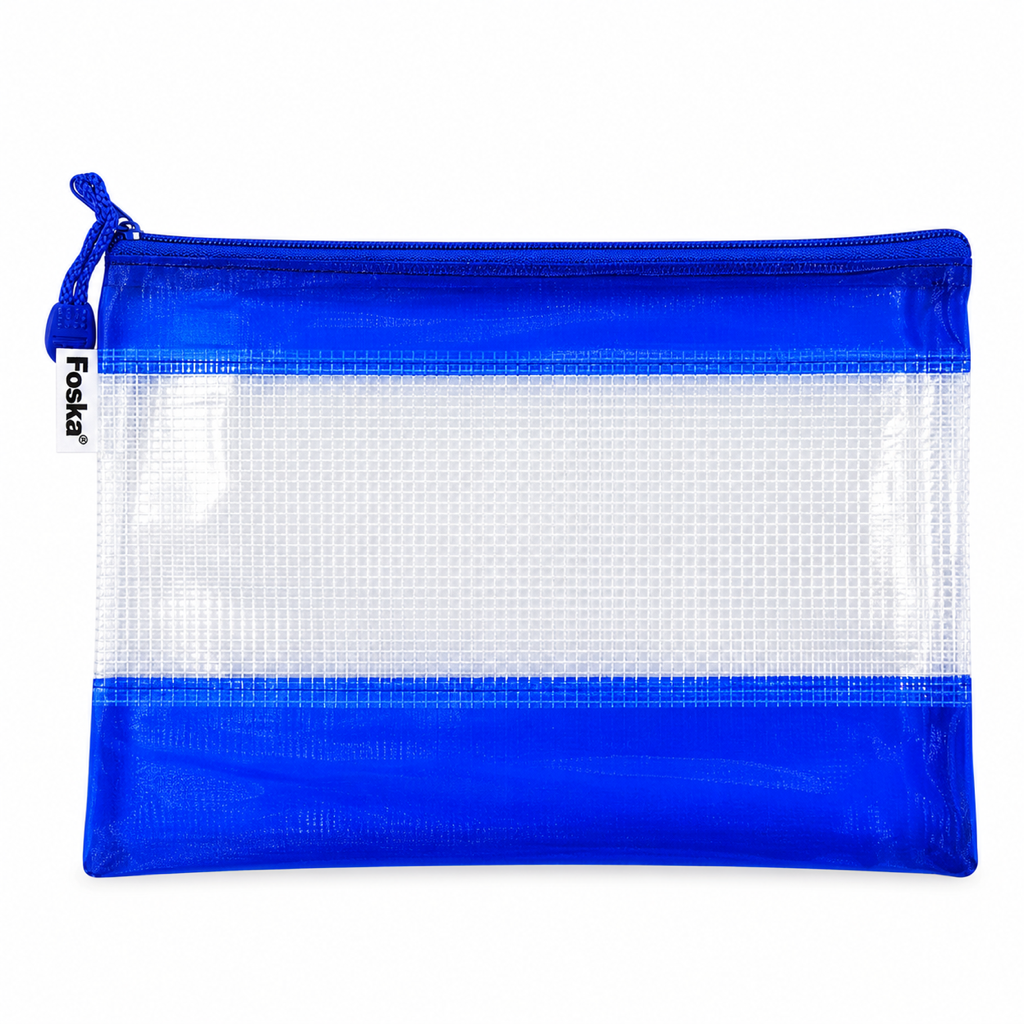 Foska PVC zipper bag with handle, A5 24 x 17.5 cm – blue