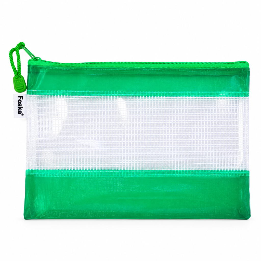 Foska PVC zipper bag with handle, A5 24 x 17.5 cm – green