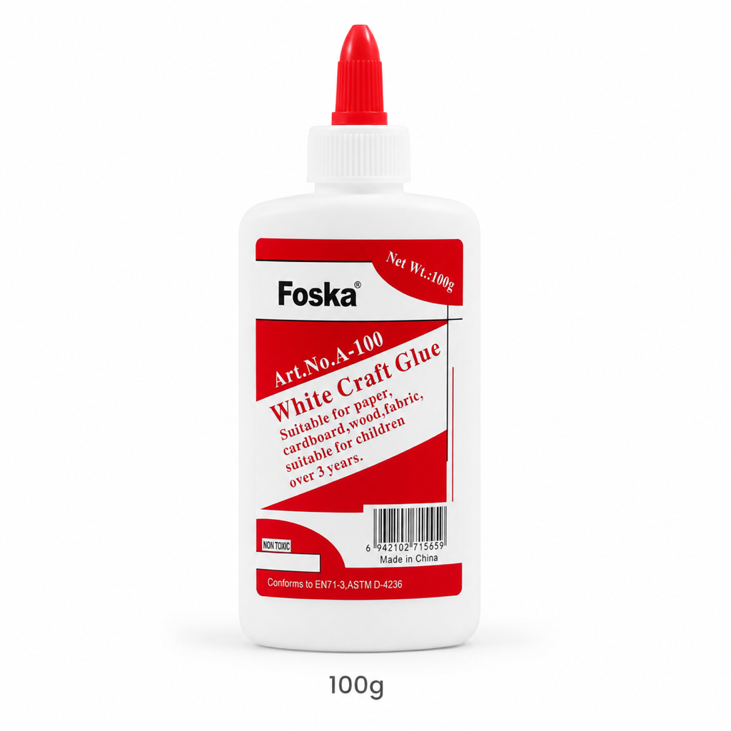 White Craft Glue – Non-Toxic Flat Bottle — 100g