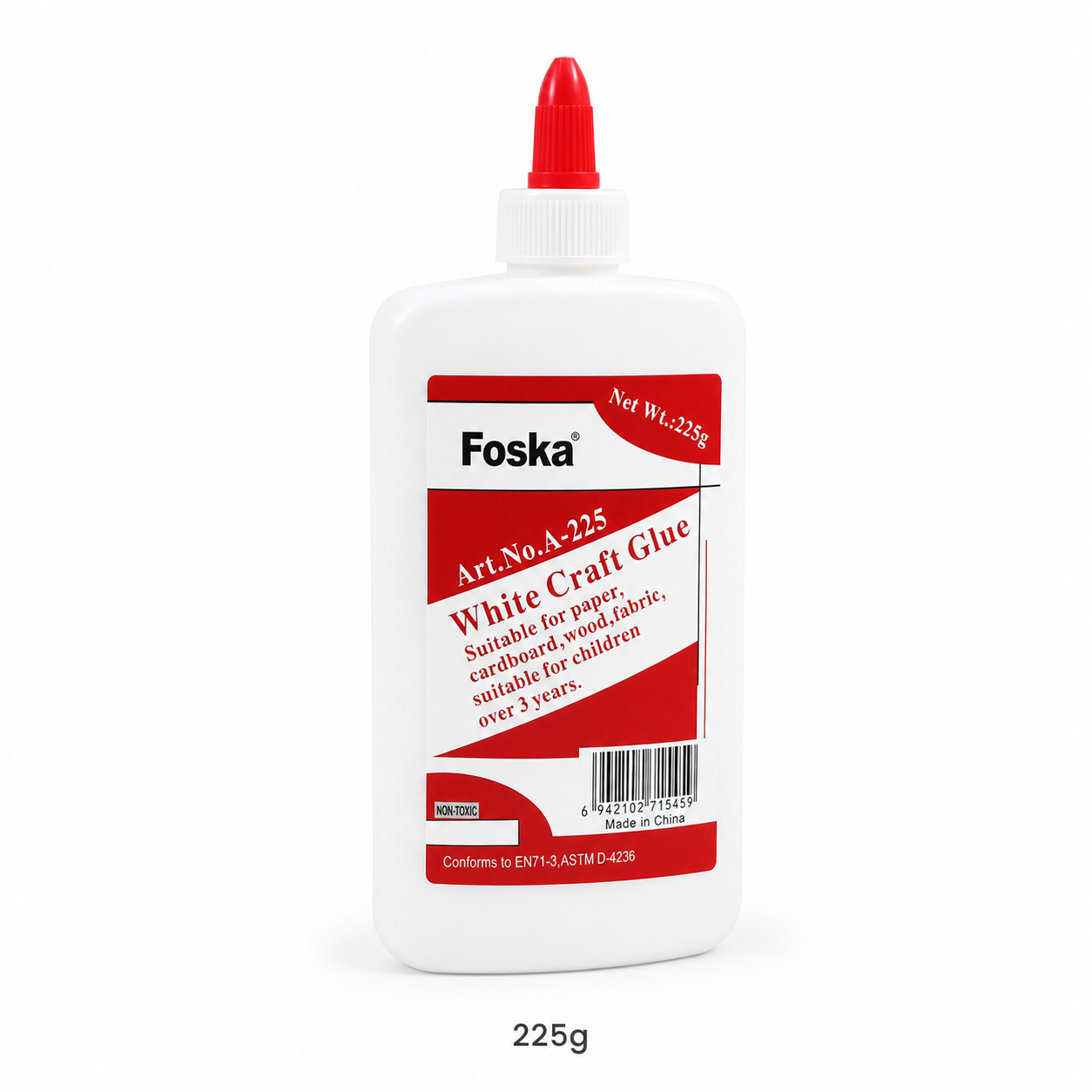 White Craft Glue – Non-Toxic Flat Bottle — 225g