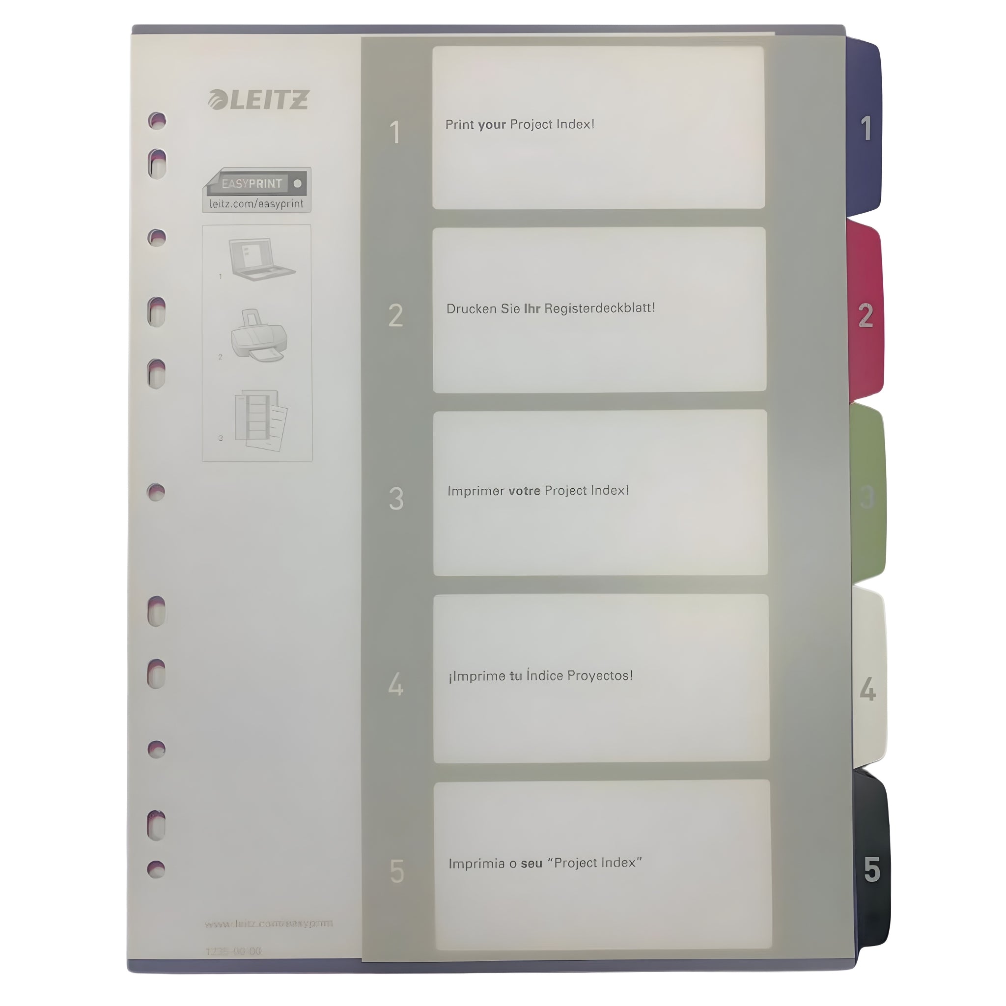 Leitz Style PP Printed Index, 1–5 Tabs
