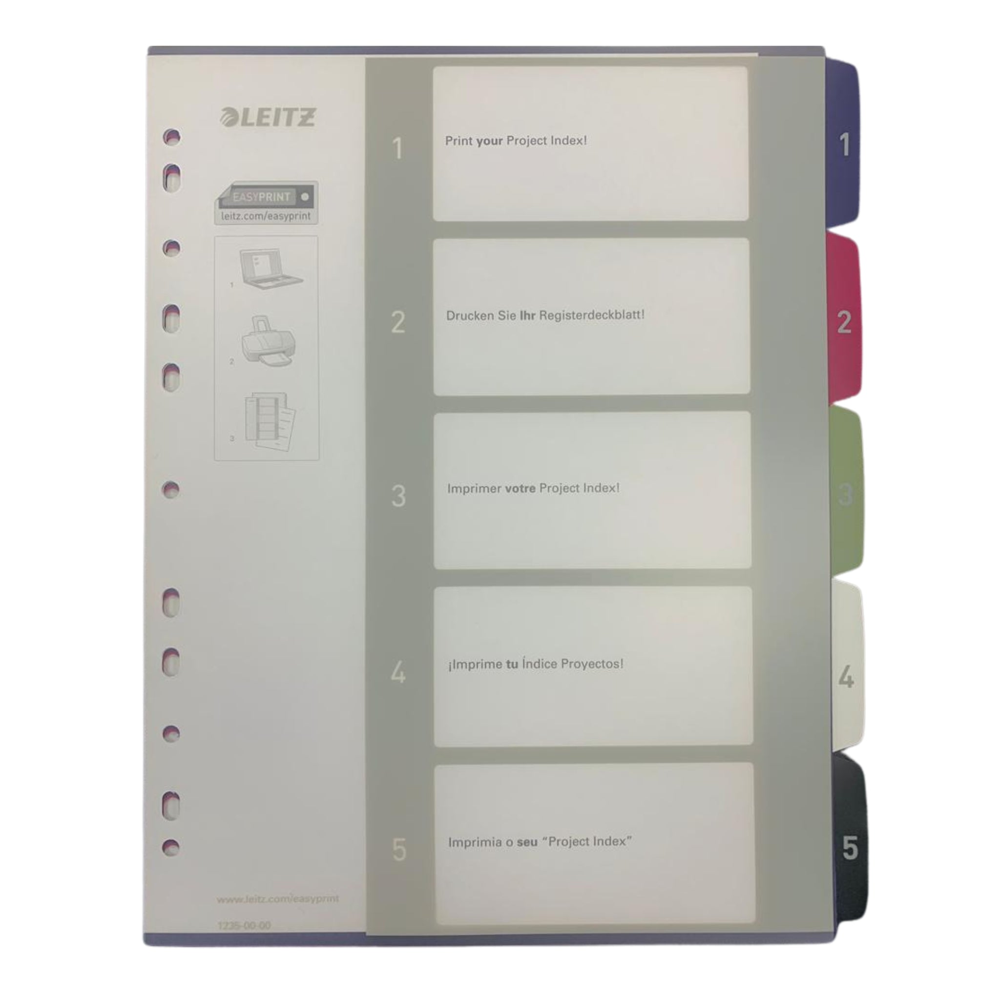 Leitz Style PP Printed Index, 1–5 Tabs