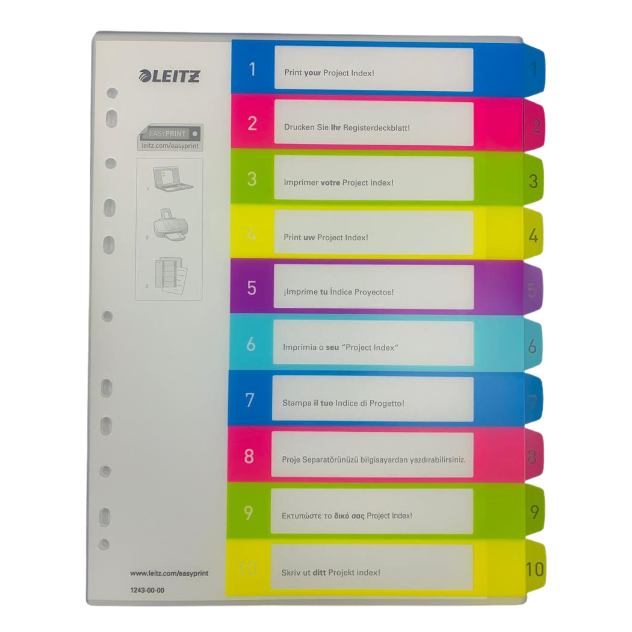 Leitz WOW PP Printed Index, 1–12 Tabs