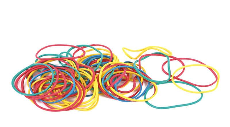 Coloured Natural Rubber Bands 8cm – 100g Bag