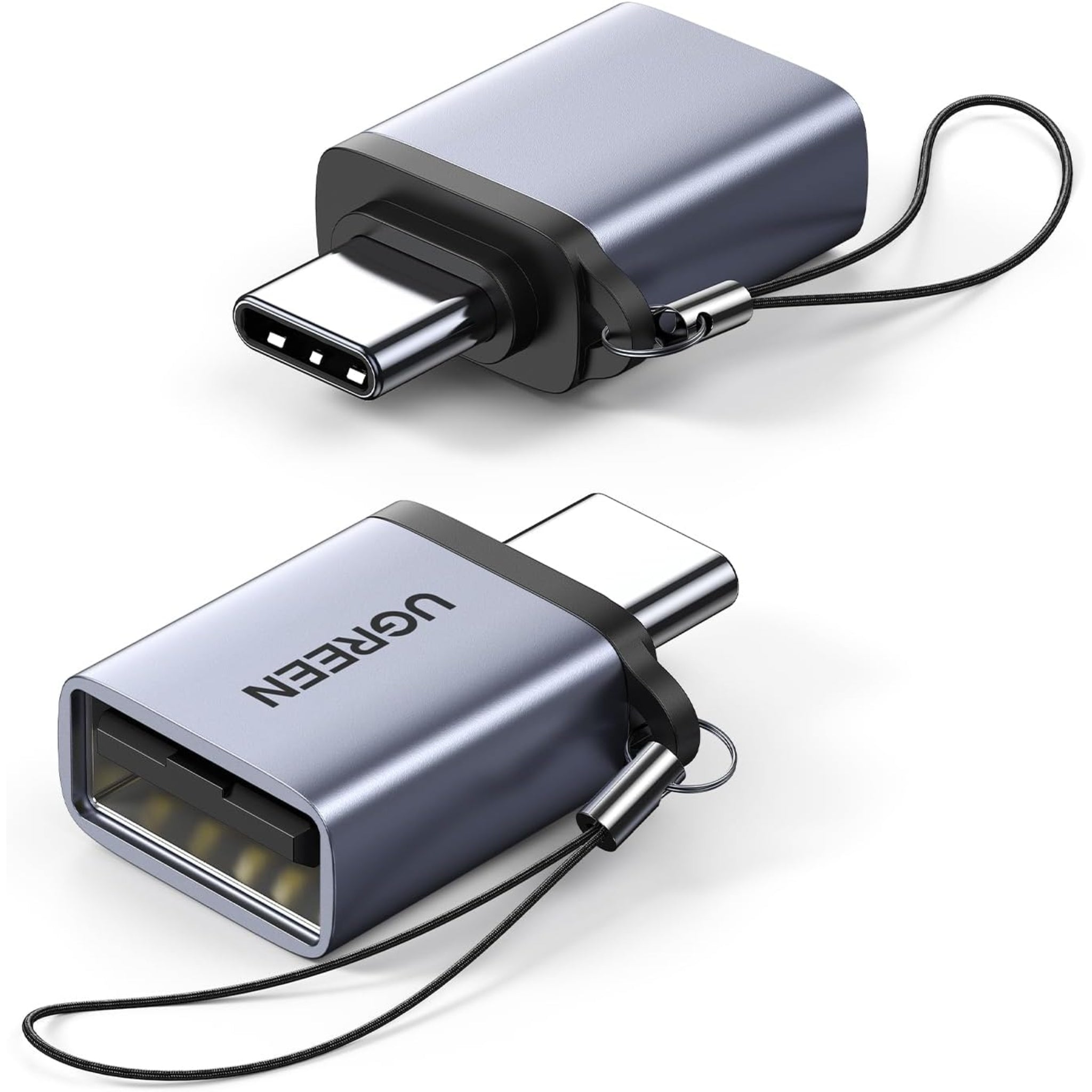 UGREEN Type-C to USB-A 3.0 Converter Adapter with Lanyard (Space Gray)