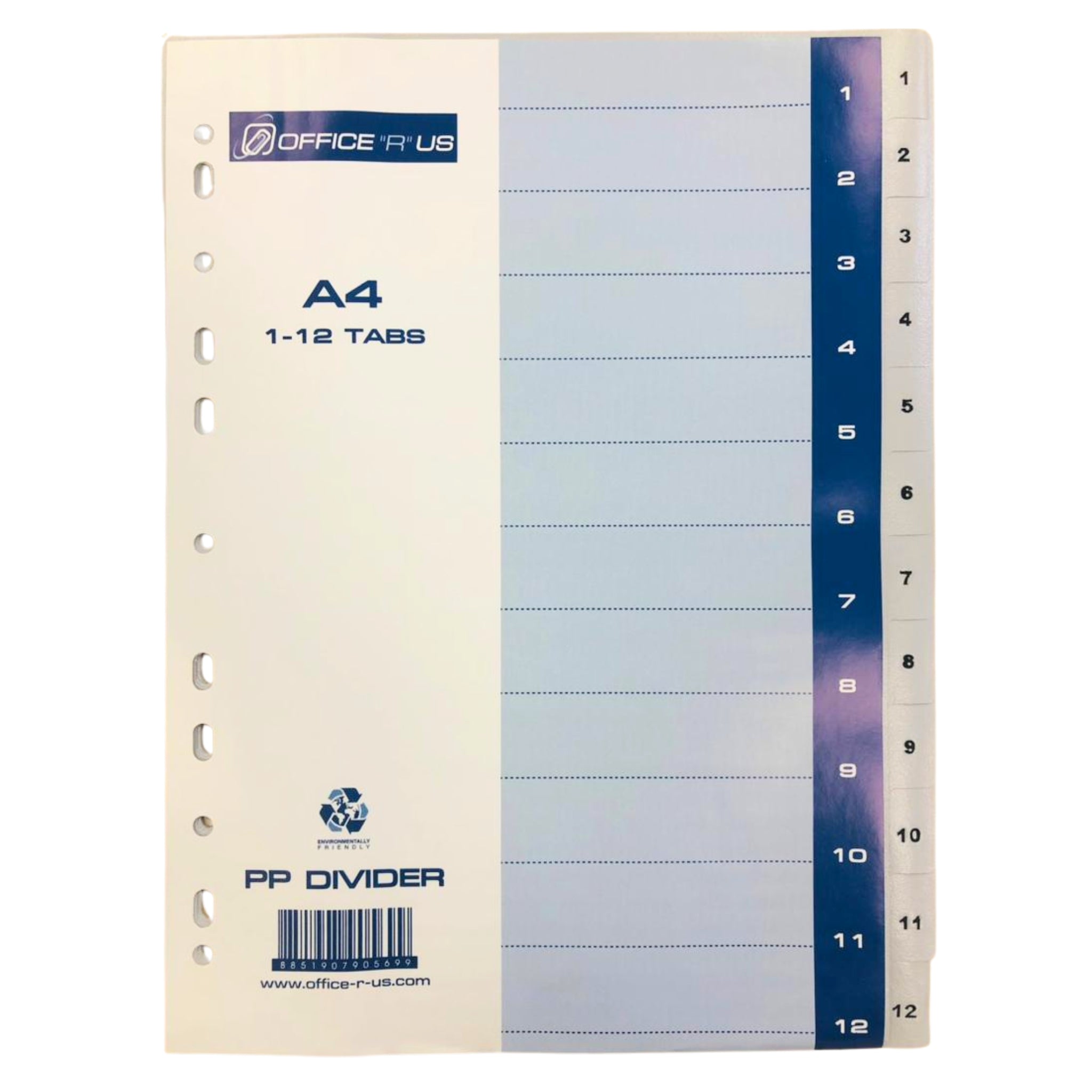 PP Divider 1-12 Tabs Grey A4 - Office R Us Lagos