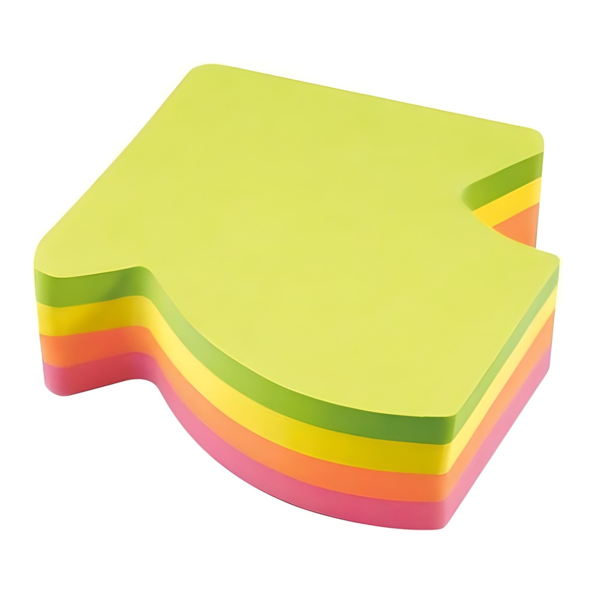 inFO Notes Shaped Cube 70 x 70 mm “Curved Arrow”, 200 Sheets – Green/Yellow/Orange/Pink