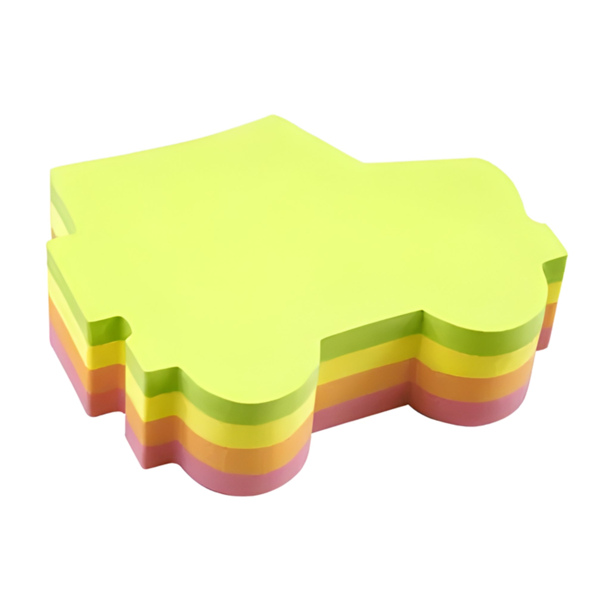 inFO Notes Shaped Cube 70 x 70 mm “Offroad”, 200 Sheets – Green/Yellow/Orange/Pink