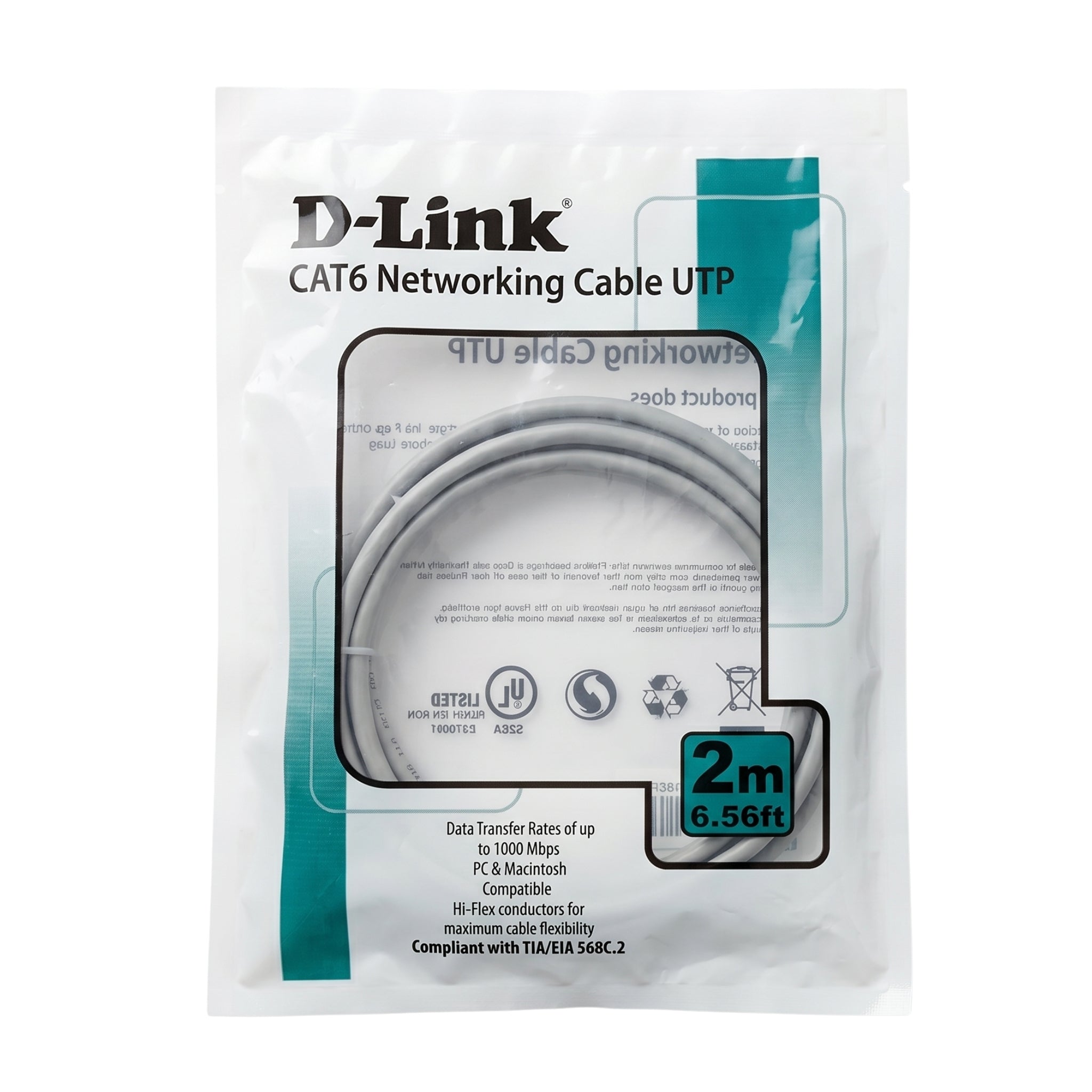 Dlink Cat6 Patch Cable 2M Grey