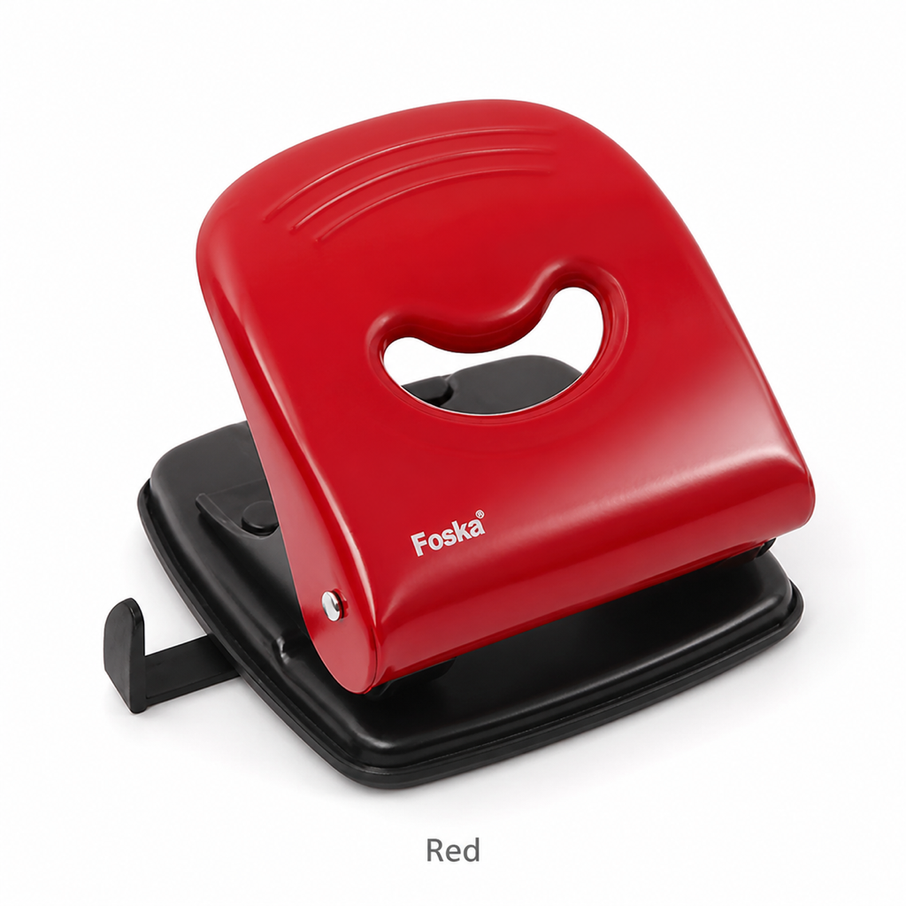 2-Hole Metal Paper Punch 35 Sheets – 8 cm Hole Spacing — Red