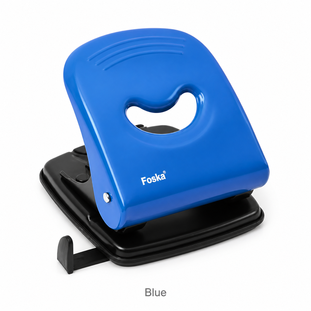 2-Hole Metal Paper Punch 35 Sheets – 8 cm Hole Spacing — Blue