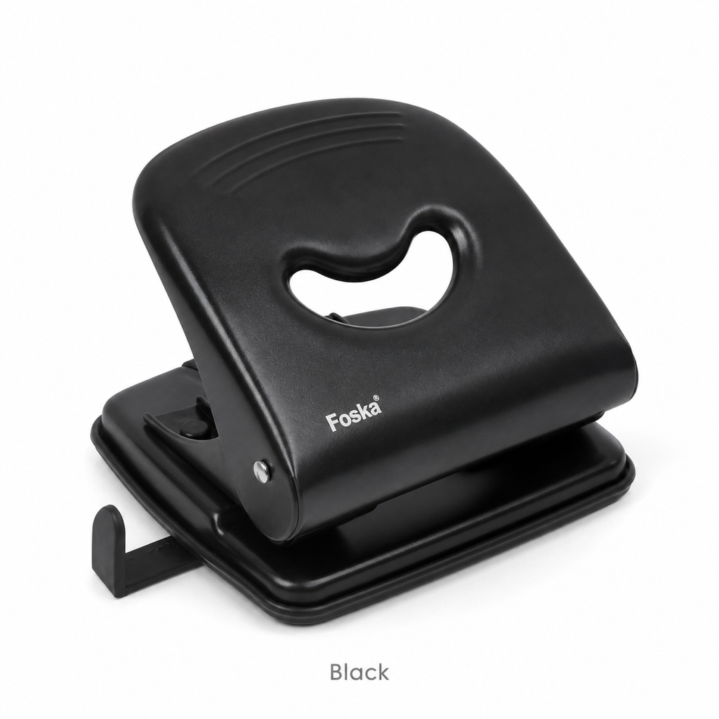 2-Hole Metal Paper Punch 35 Sheets – 8 cm Hole Spacing — Black
