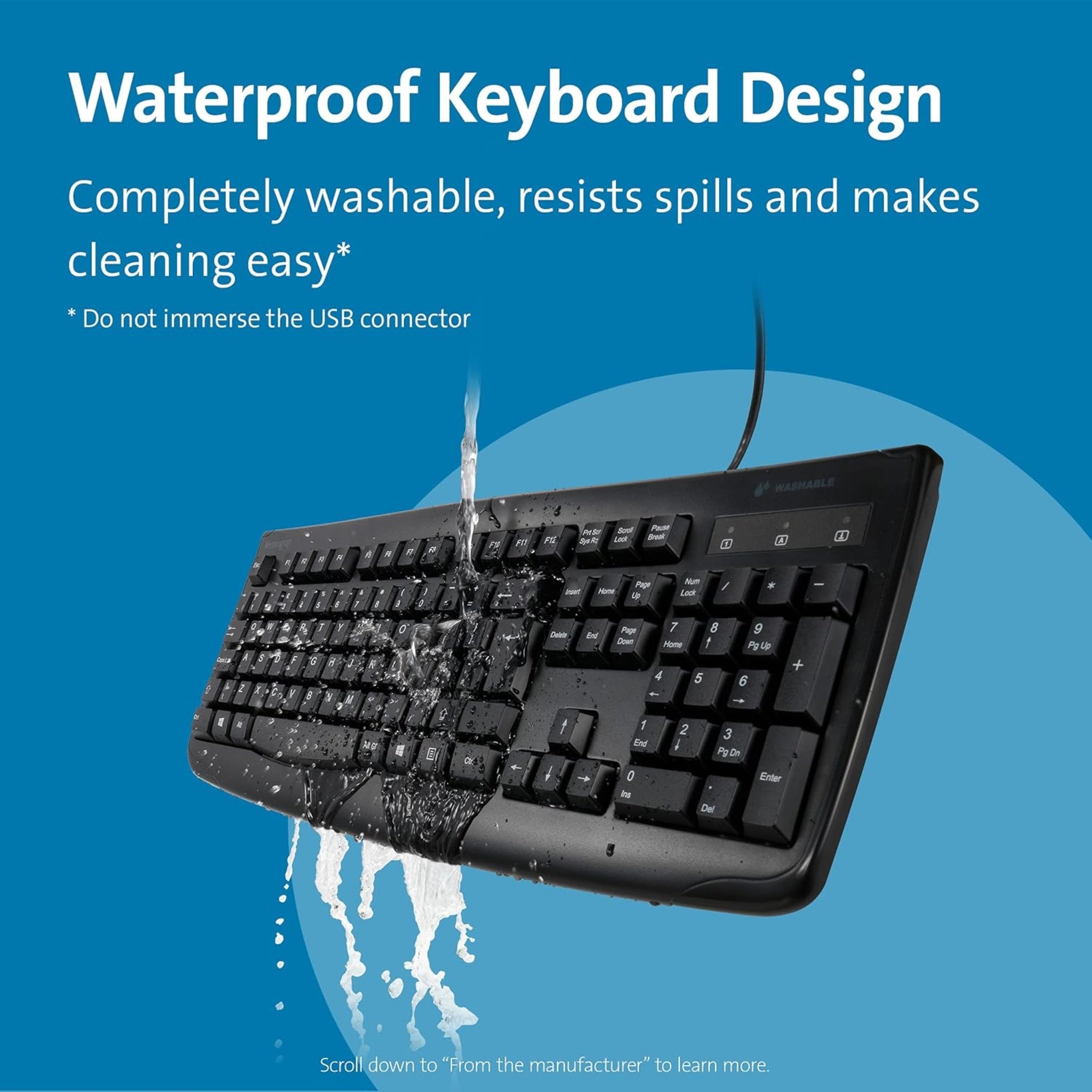 Kensington ProFit Washable Keyboard Wired UK