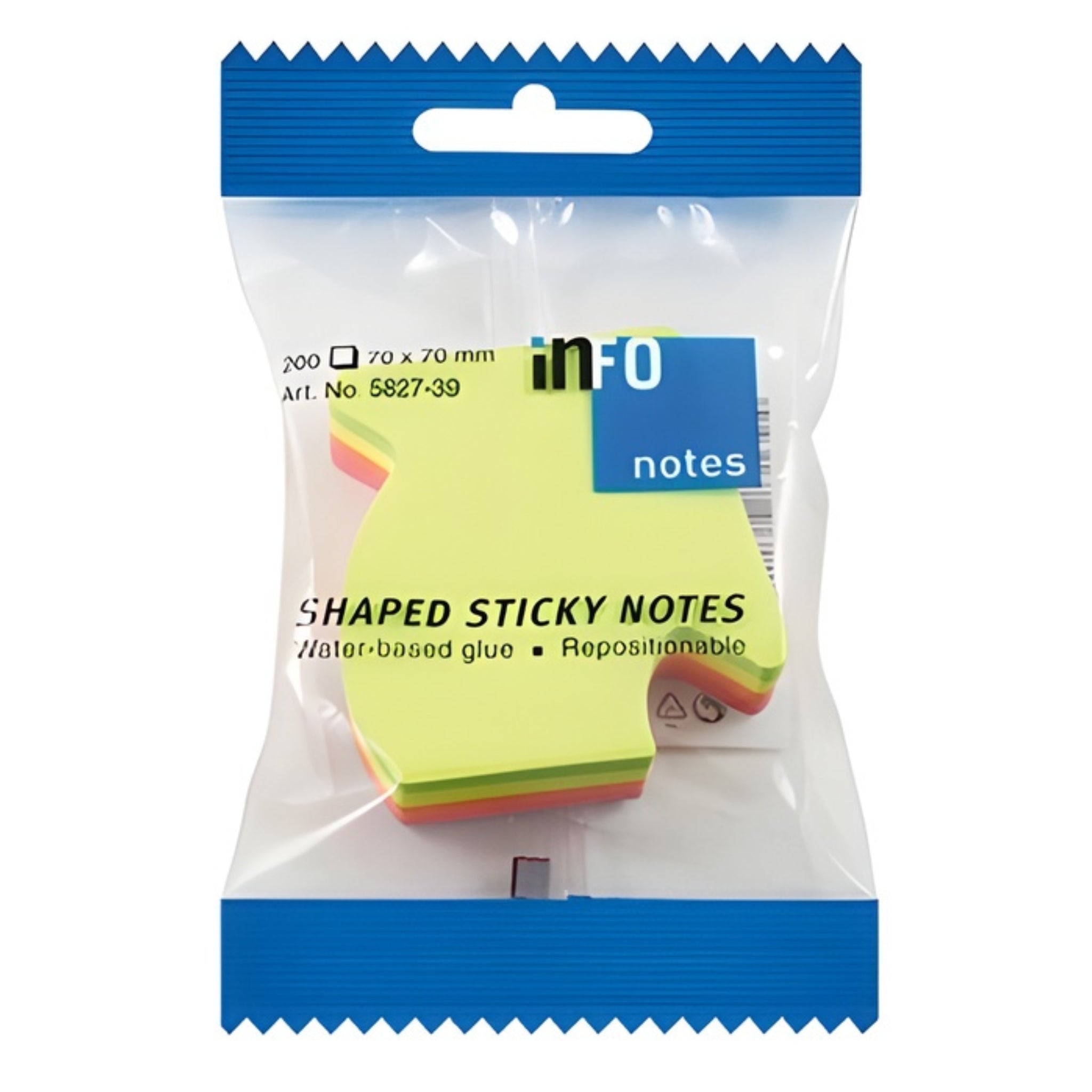 inFO Notes Shaped Cube 70 x 70 mm “Curved Arrow”, 200 Sheets – Green/Yellow/Orange/Pink