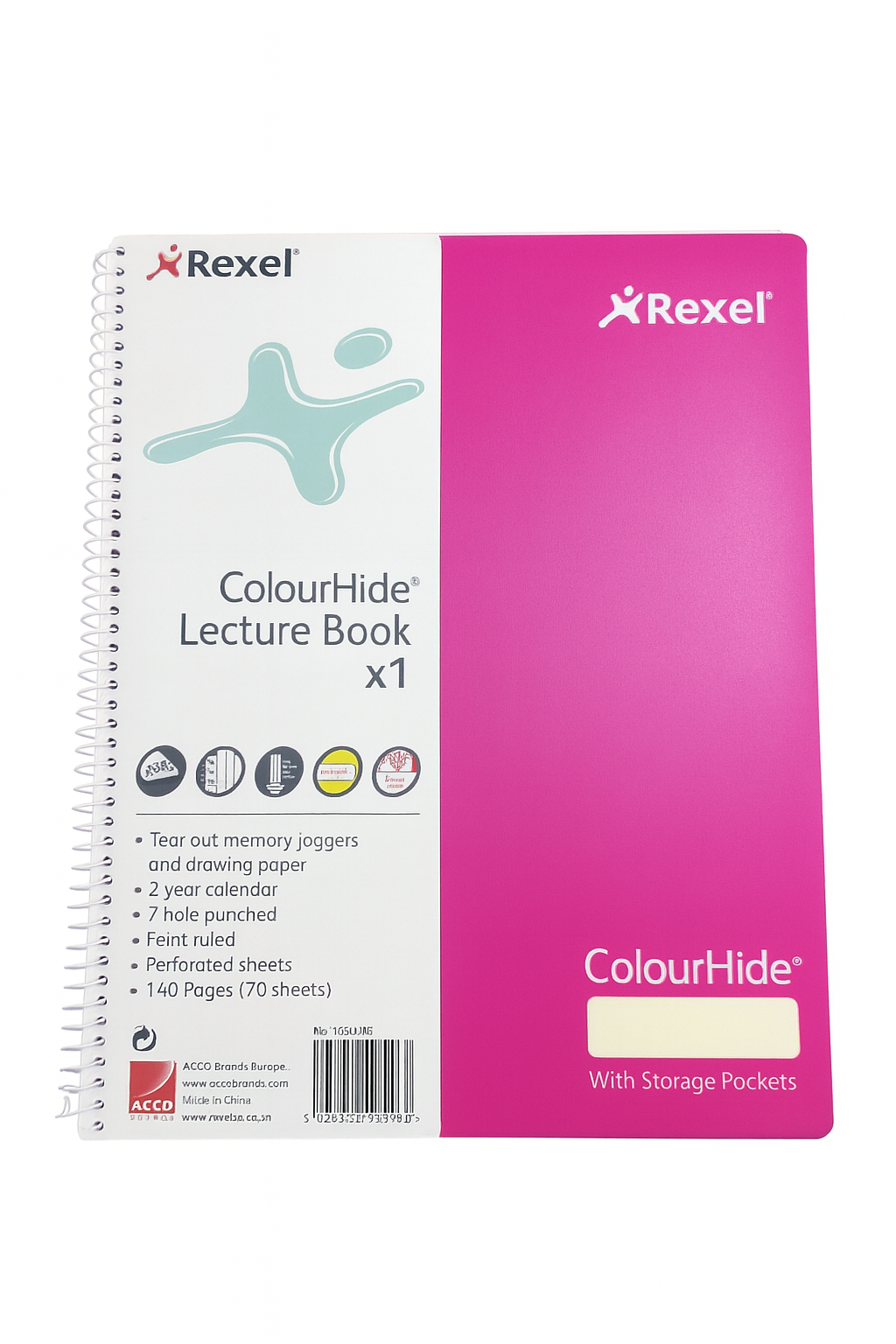 Rexel Colourhide Lecture Book Feint Perforated A4