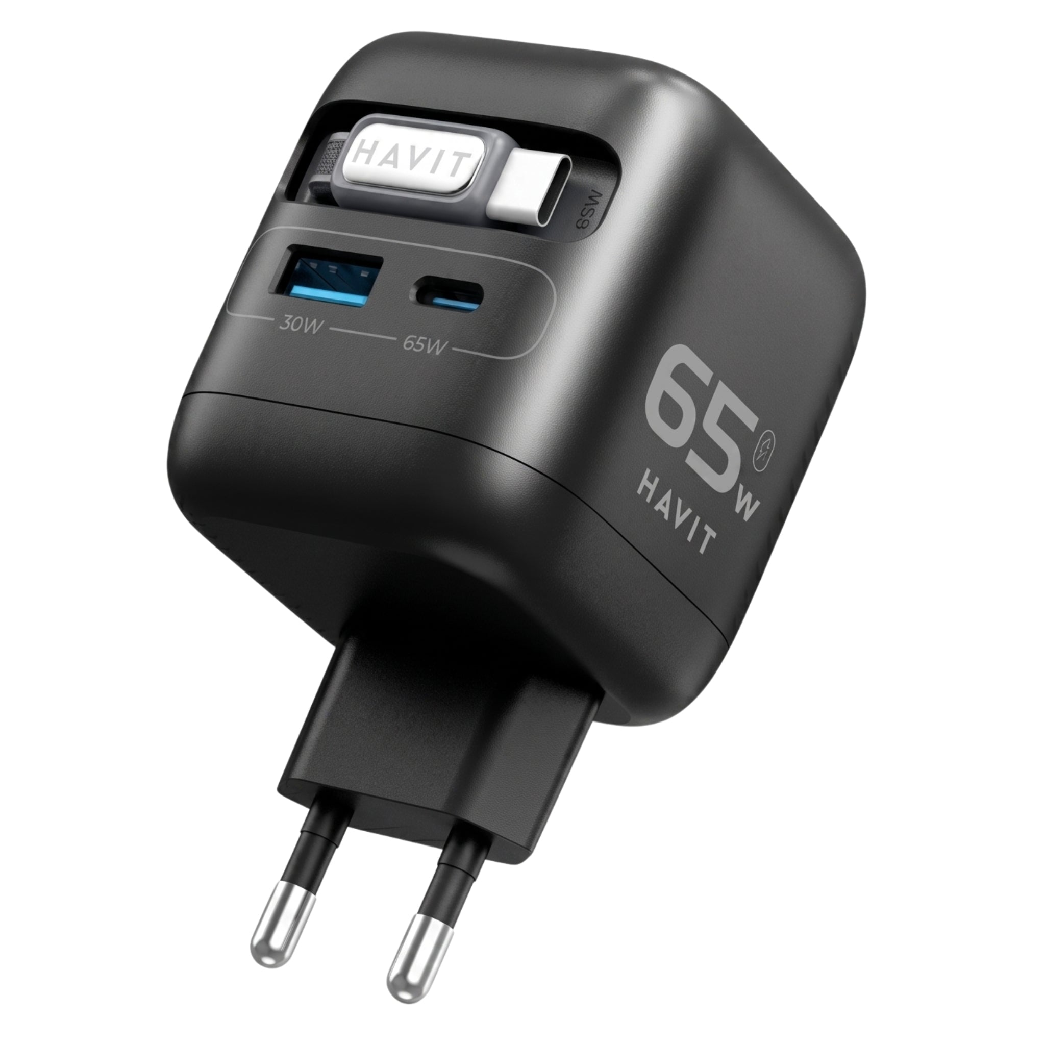 Havit 65W GaN Travel Charger with Stretch Cable & Watch Charger