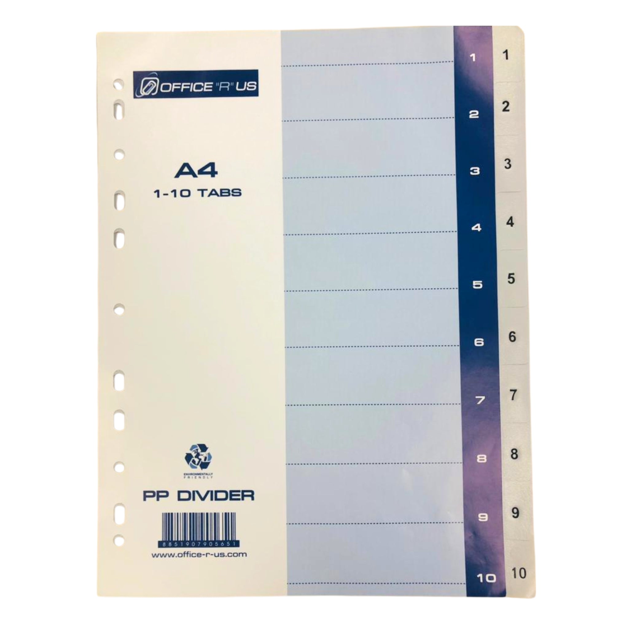 PP Divider 1-10 Tabs Grey A4 - Office R Us Lagos