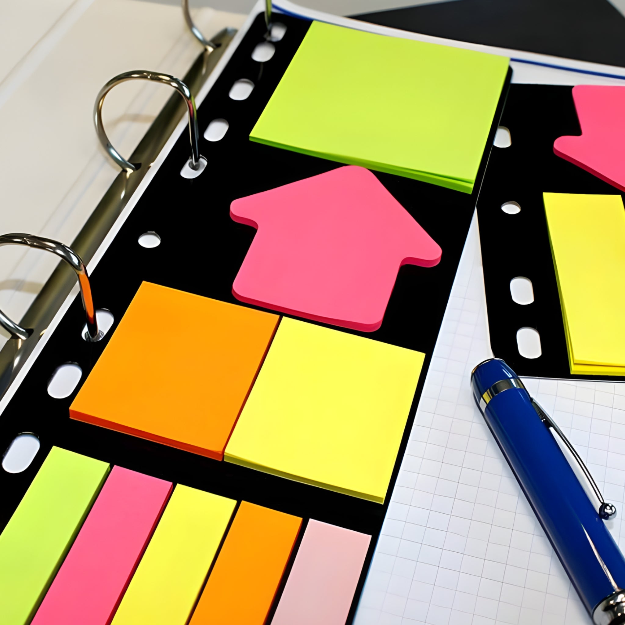 inFO Notes Brilliant Combo Set – 40 x 50 mm Notes, 125 x 75 mm Yellow Notes, 70 x 70 mm Arrow Pink Notes & 12 x 50 mm Page Markers (25 Sheets/Pad)