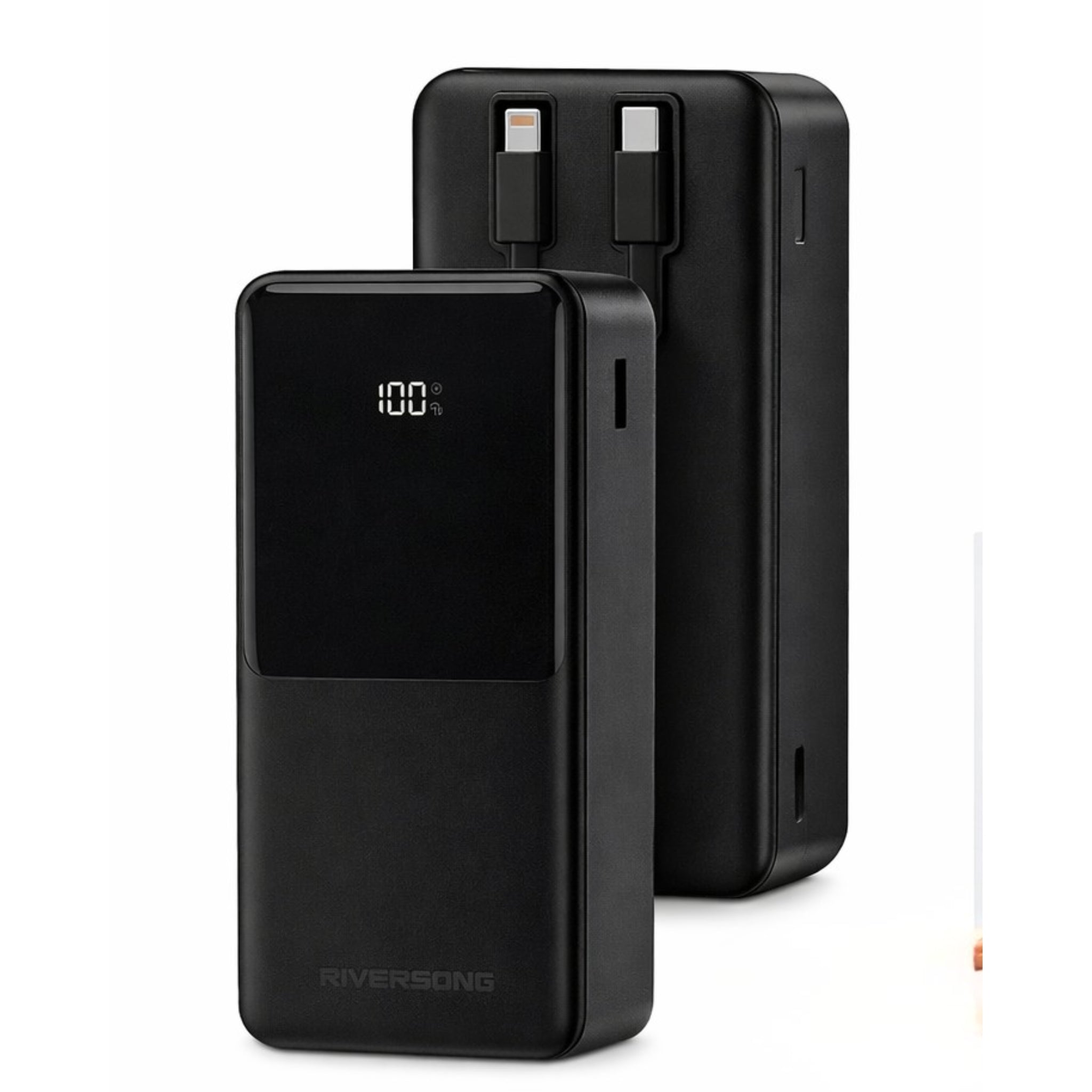 Riversong Powerbank Horizon 30 Pro 30000mAh Built-In Cable Type-C Lightning 22.5W Fast Charge Ultra Slim Design - Black