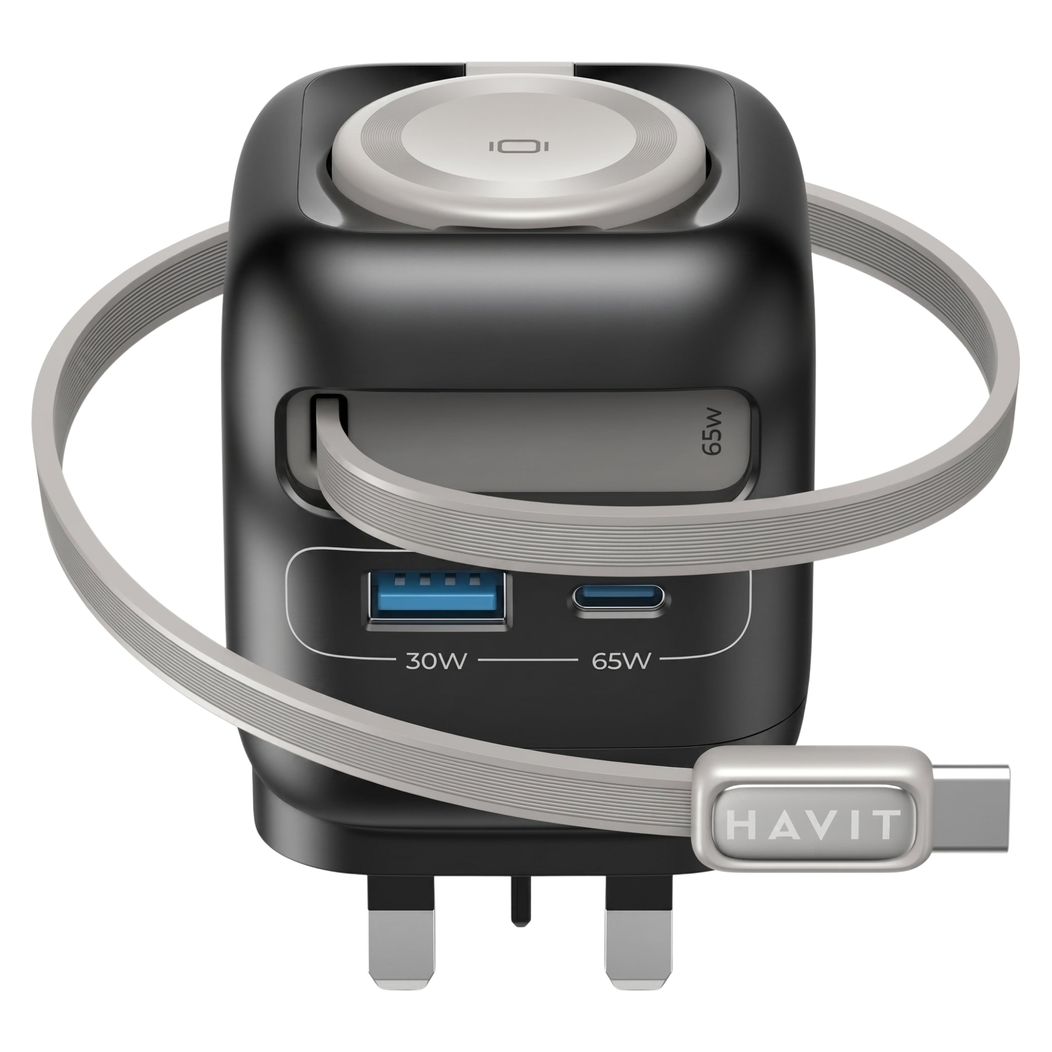 Havit 65W GaN Travel Charger with Stretch Cable & Watch Charger